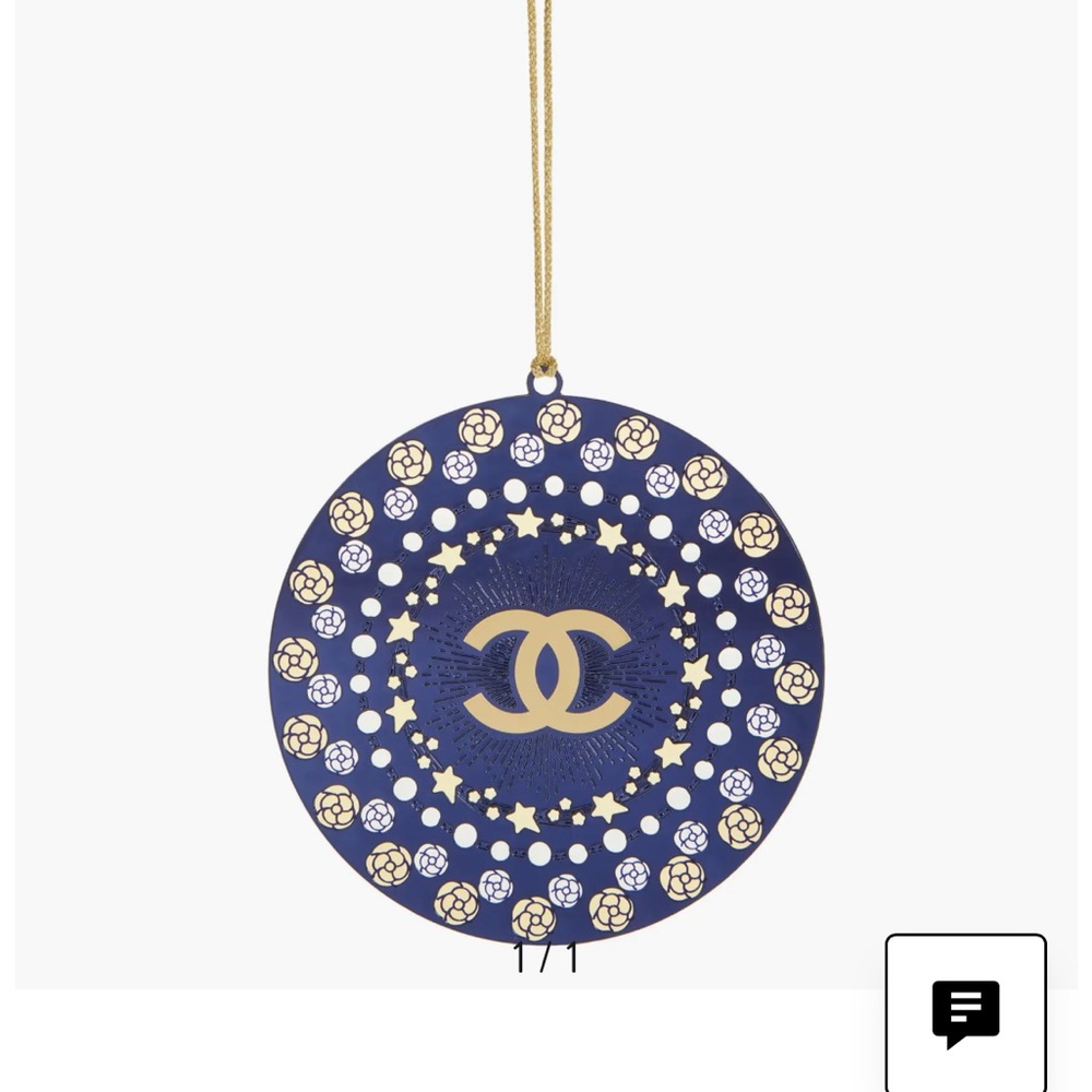 CHANEL Blue and Gold Logo Ornament